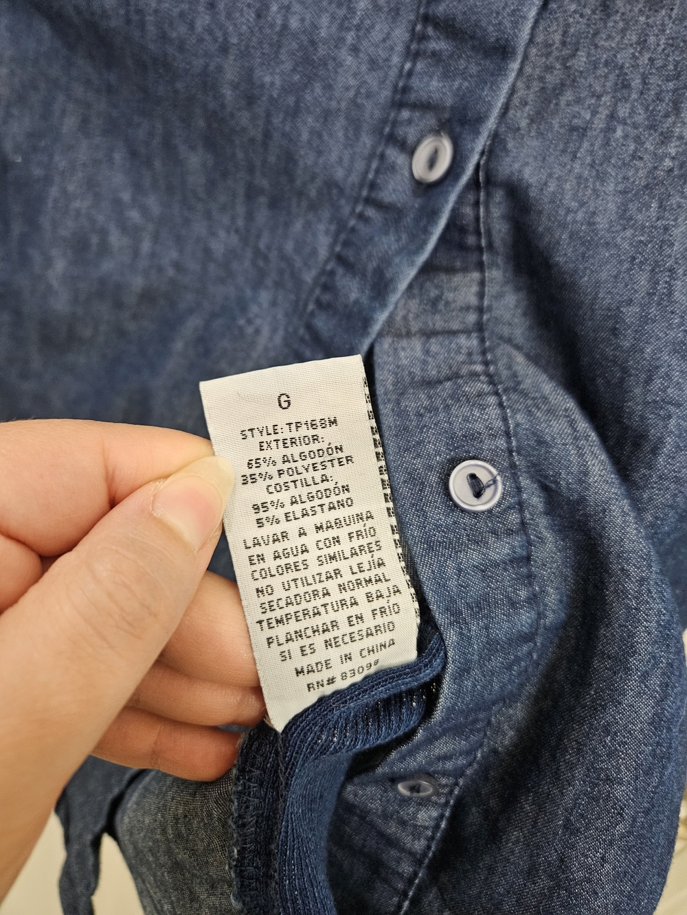 Cavalini Denim Button-Up Shirt with Roll-Tab Sleeves - Blue size large - Picture 3 of 9